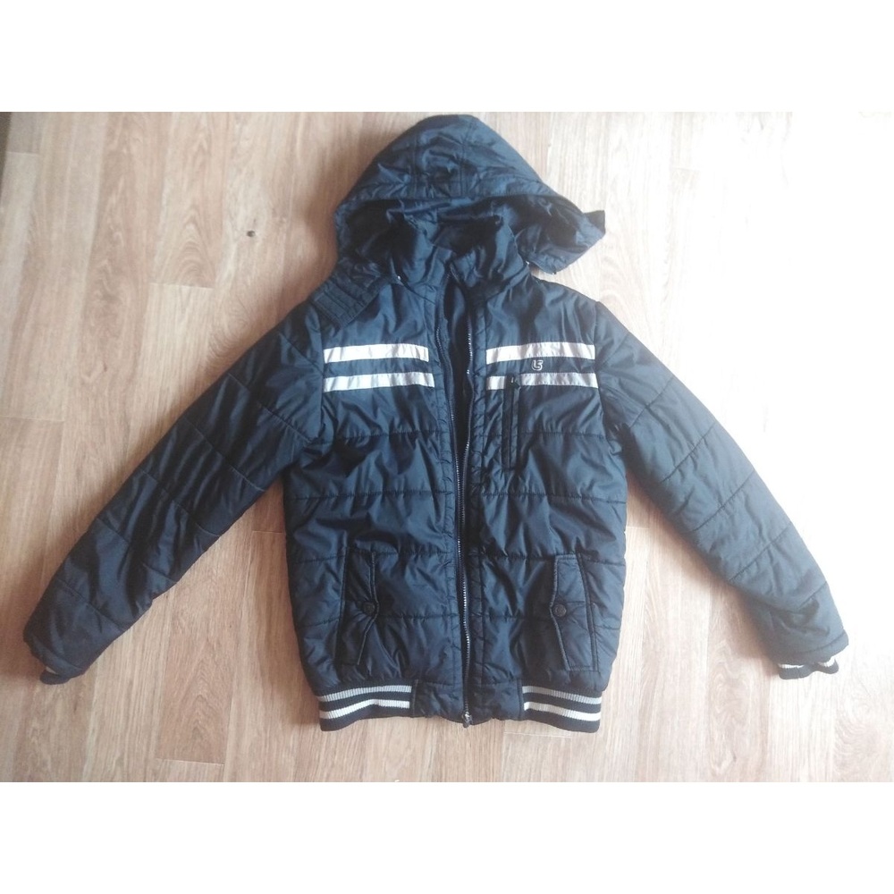 Jacket Boys' Blue Quilted, Striped Accents